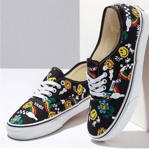 Vans Authentic Better Day Smiley Black & White Skate Shoes 8.5